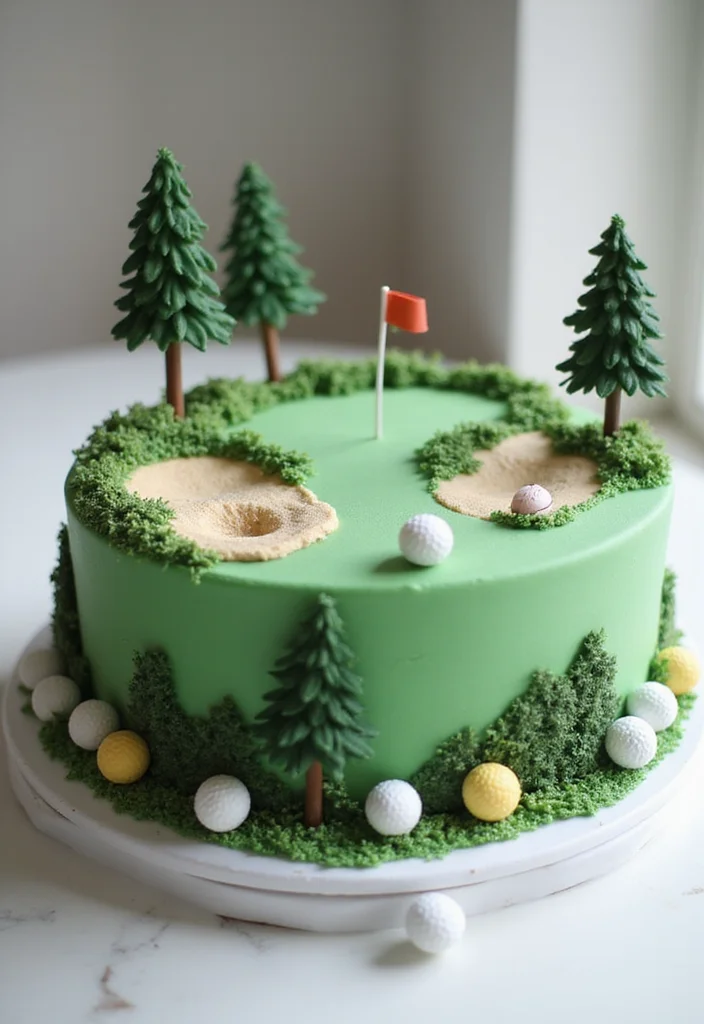 20 Golf Cake Designs That Are Almost Too Pretty to Eat - 10. Interactive Golf Course Cake 1