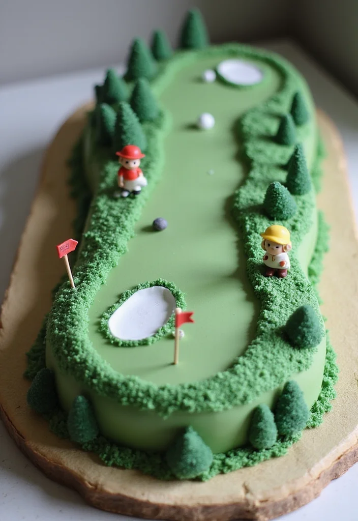 20 Golf Cake Designs That Are Almost Too Pretty to Eat - 15. Golf Course Map Cake 1