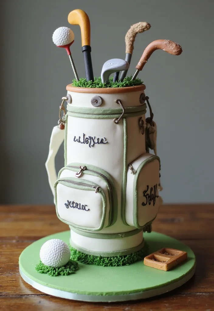20 Golf Cake Designs That Are Almost Too Pretty to Eat - 16. Golf Bag Cake 1