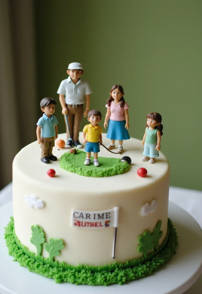 20 Golf Cake Designs That Are Almost Too Pretty to Eat - 18. Golfing Family Cake 1