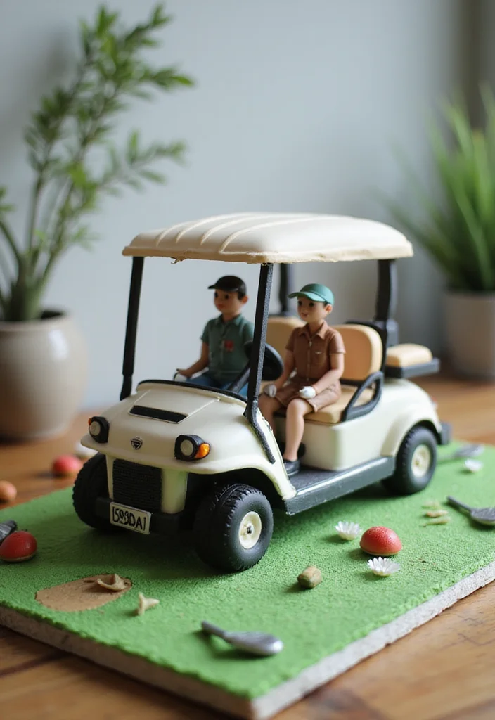 20 Golf Cake Designs That Are Almost Too Pretty to Eat - 3. Golf Cart Delight 1