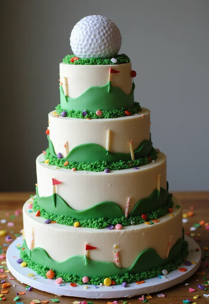 20 Golf Cake Designs That Are Almost Too Pretty to Eat - 5. Birthday Blowout Golf Cake 1