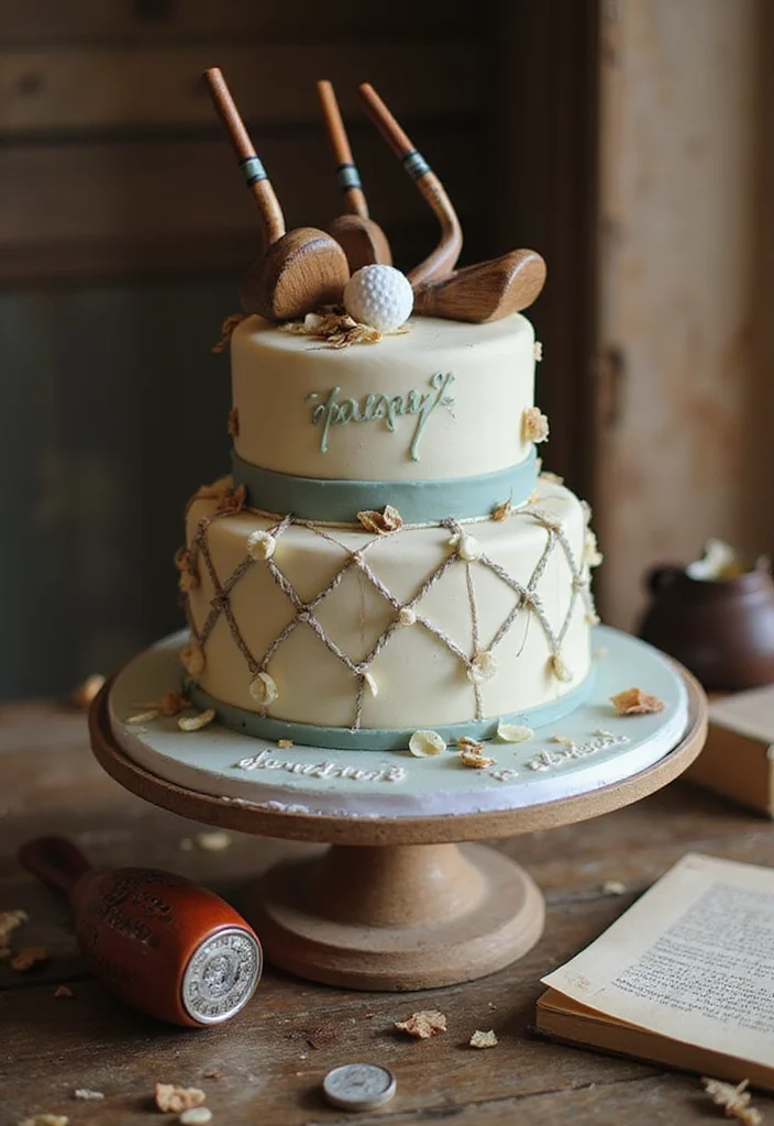 20 Golf Cake Designs That Are Almost Too Pretty to Eat - 7. Vintage Style Golf Cake 1