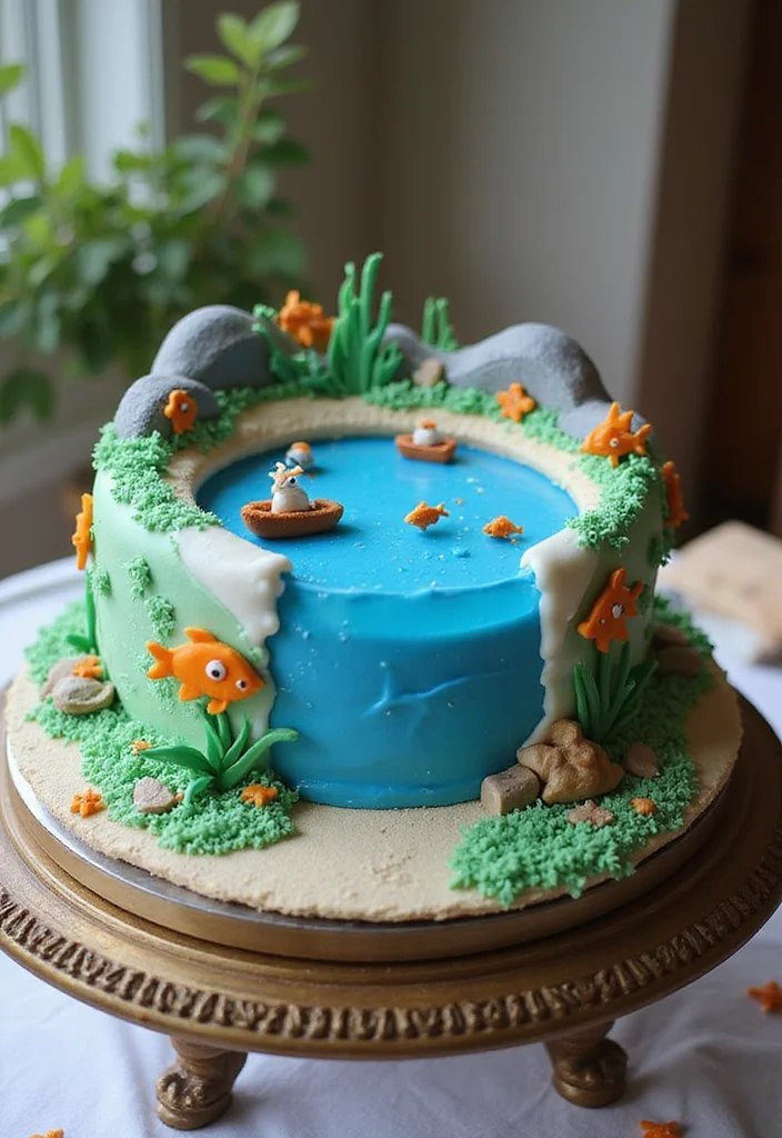 20 Golf Cake Designs That Are Almost Too Pretty to Eat - 8. Water Hazard Wonder 1