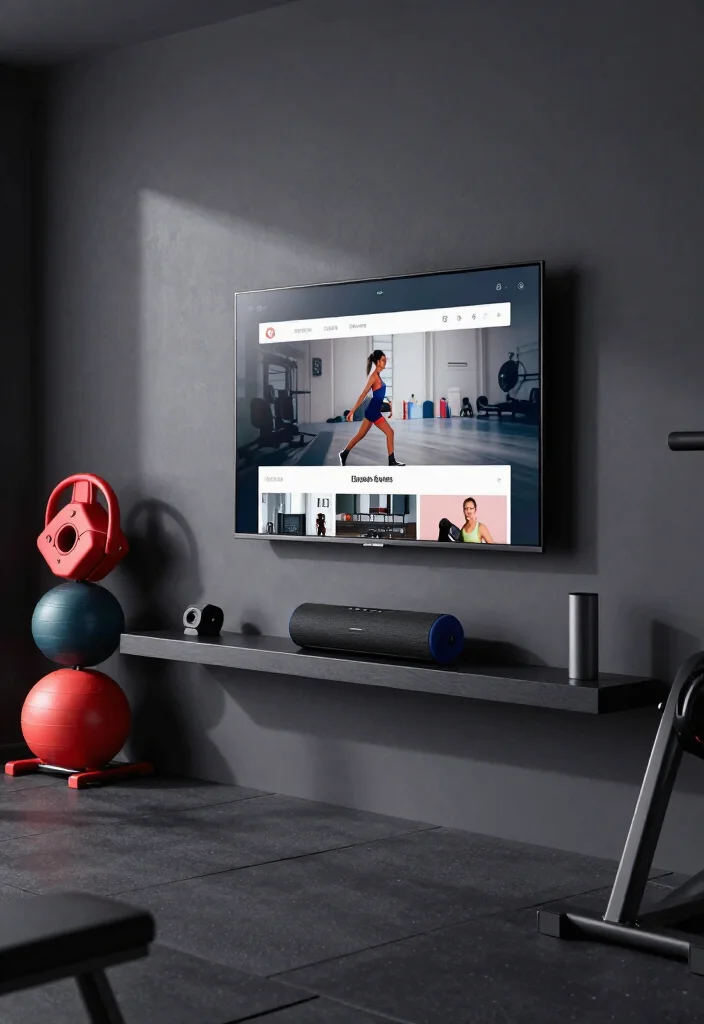 20 Gym Aesthetic Ideas to Build the Most Motivating Workout Space and Vibe - 10. Tech Integration for a Modern Experience 1