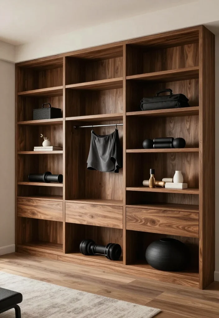 20 Gym Aesthetic Ideas to Build the Most Motivating Workout Space and Vibe - 16. Custom Built-Ins for a Unique Touch 1