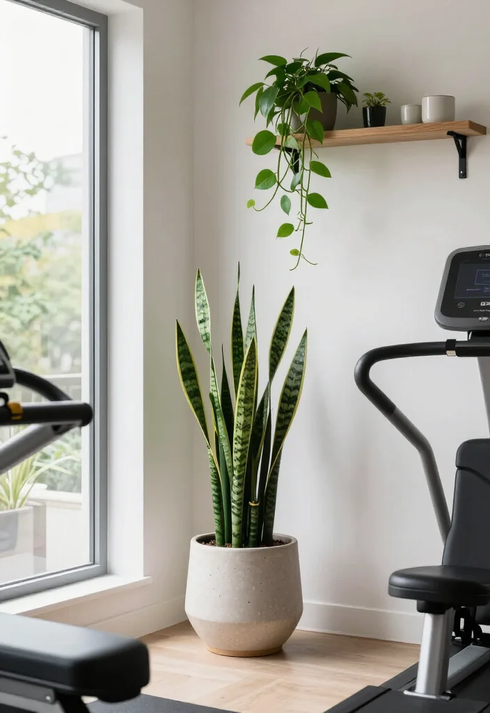 20 Gym Aesthetic Ideas to Build the Most Motivating Workout Space and Vibe - 3. Lush Indoor Plants 1