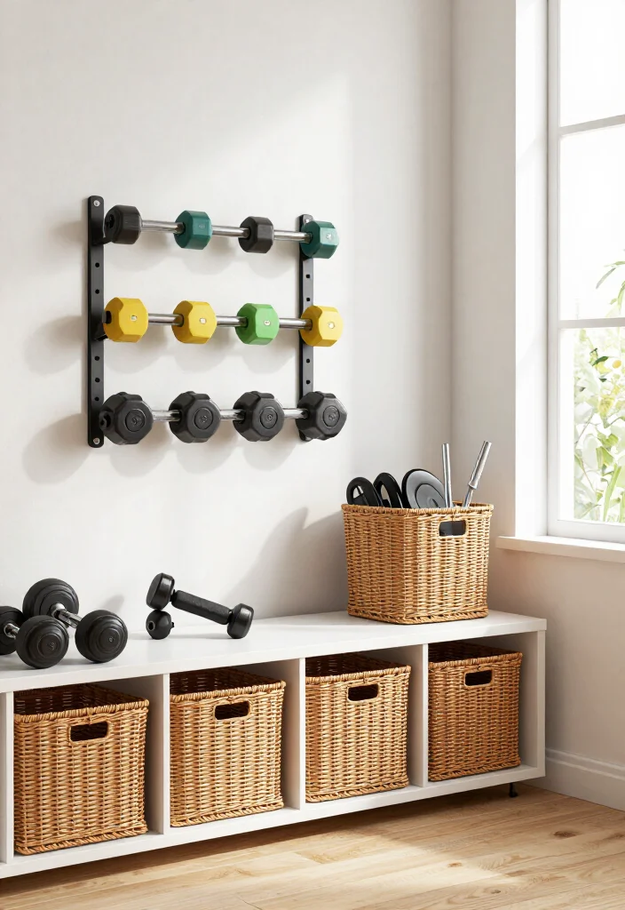 20 Gym Aesthetic Ideas to Build the Most Motivating Workout Space and Vibe - 4. Versatile Storage Solutions 1