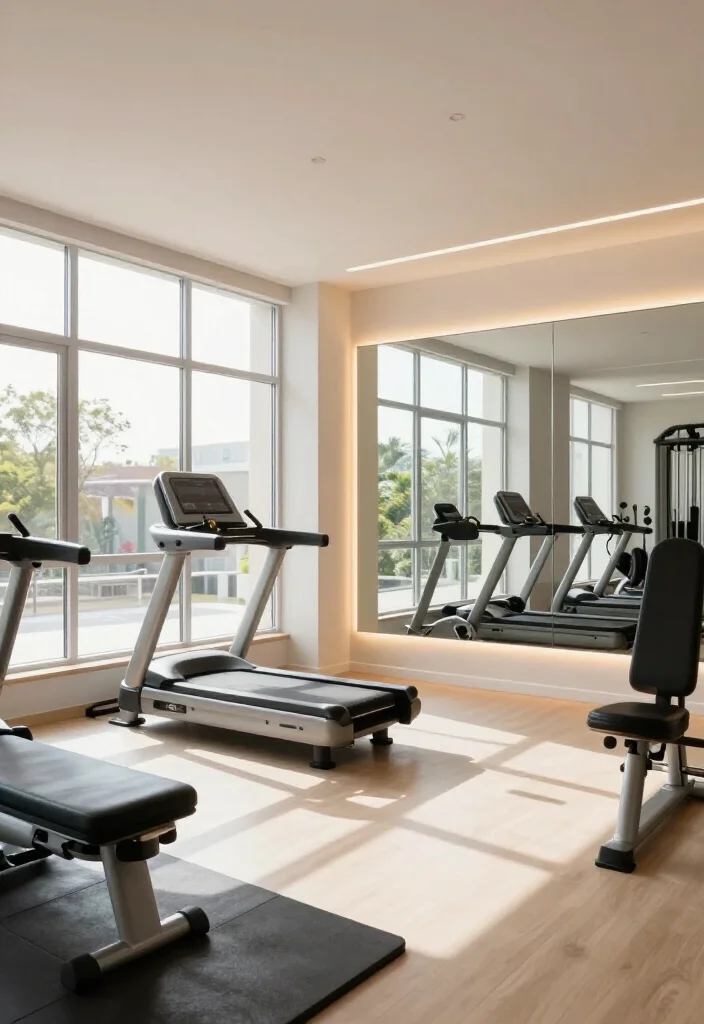 20 Gym Aesthetic Ideas to Build the Most Motivating Workout Space and Vibe - 6. Smart Lighting Solutions 1