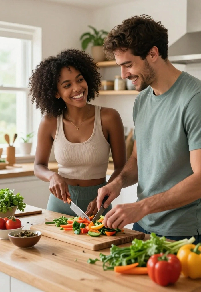 20 Gym Couple Goals That Prove Training Together Is the Best Date Night - 4. Cooking Healthy Meals Together 1
