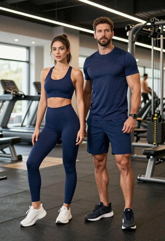 20 Gym Couple Outfit Ideas That Match Without Looking Cheesy or Over-Coordinated - 4. Monochrome Magic 1
