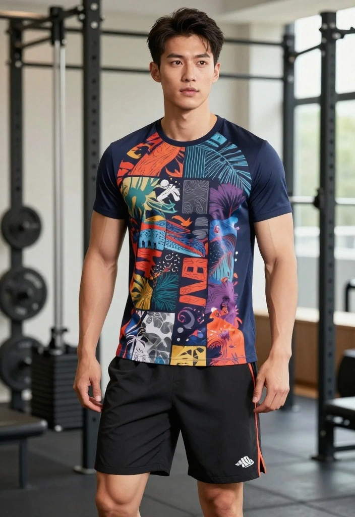 20 Gym Outfit Ideas for Men That Are Comfortable, Functional, and Actually Stylish - 4. Graphic Tee and Athletic Shorts 1