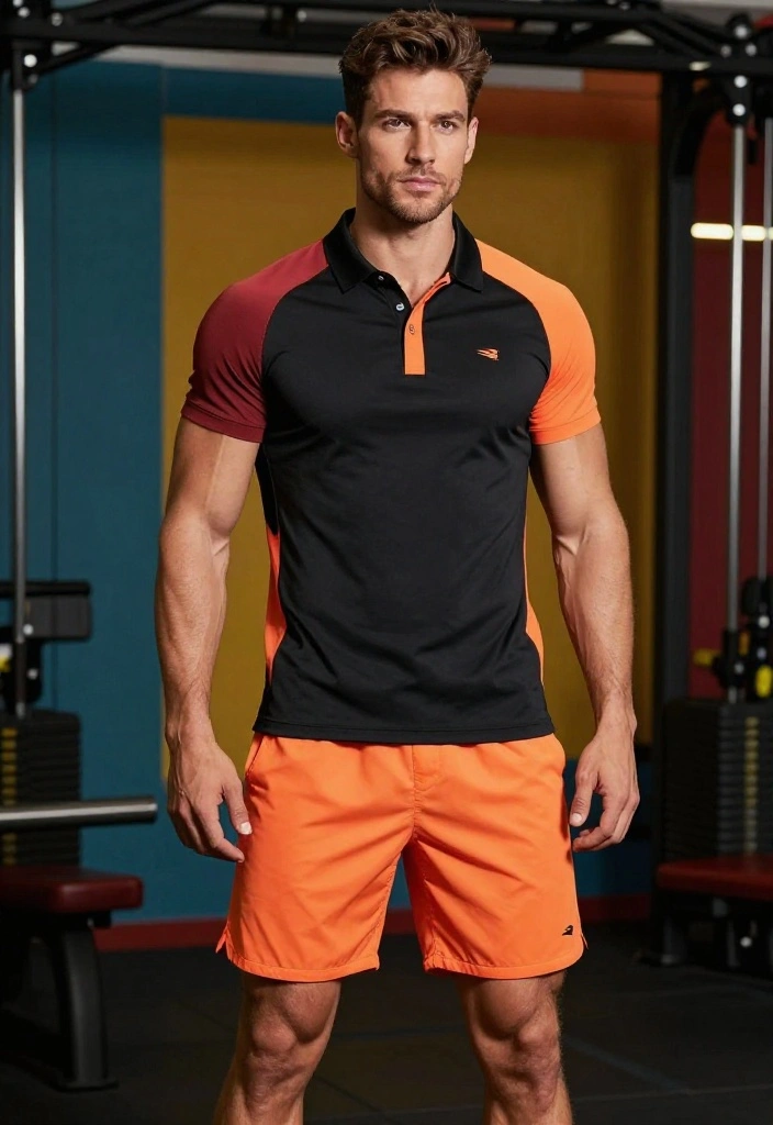 20 Gym Outfit Ideas for Men That Are Comfortable, Functional, and Actually Stylish - 9. Bold Color Blocked Outfit 1