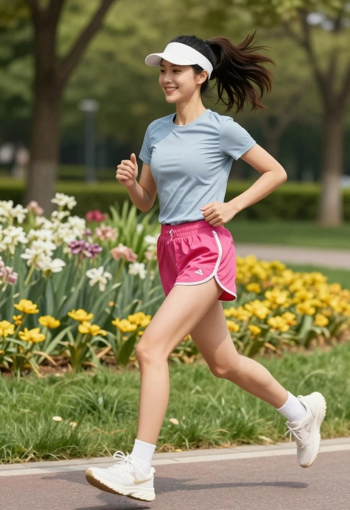 20 Lightweight Summer Workout Outfit Ideas for Women That Wick Sweat Fast - 10. Cute Sweat-Wicking Tee and Running Shorts 1