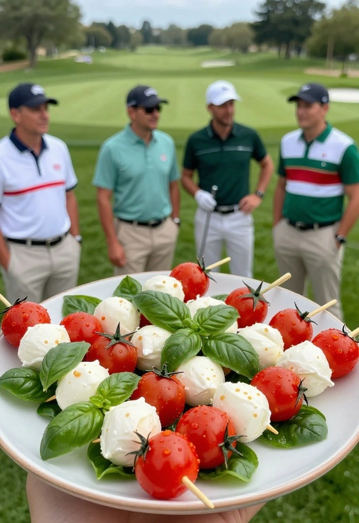 20 Masters Golf Party Food Ideas Your Guests Will Love - 5. Miniature Caprese Skewers 1