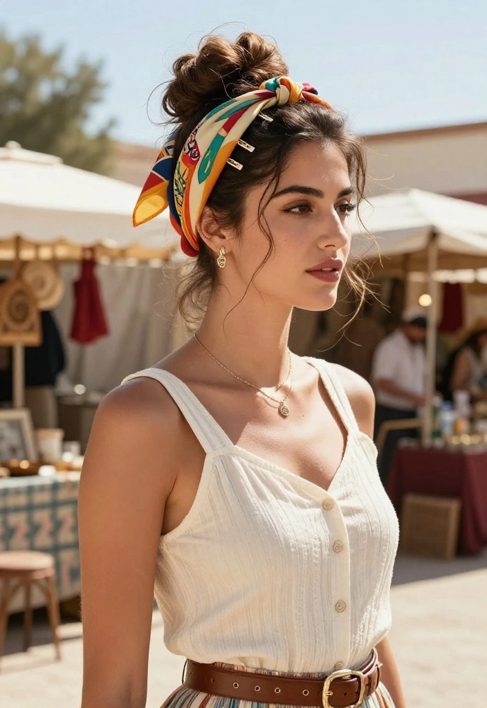20 Messy Bun Summer Updo Hairstyles Perfect for Casual Days - 15. Messy Bun with a Vintage Touch 1