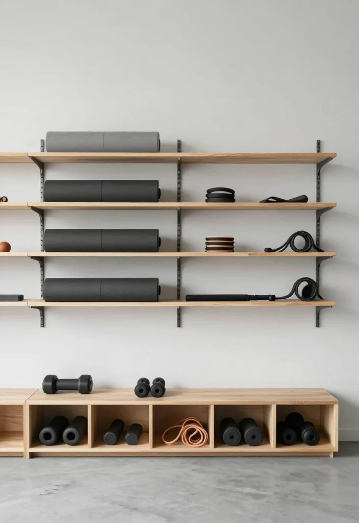 20 Minimalist Gym Aesthetic Ideas for a Clean and Distraction-Free Workout Environment - 7. Functional Storage Solutions 1