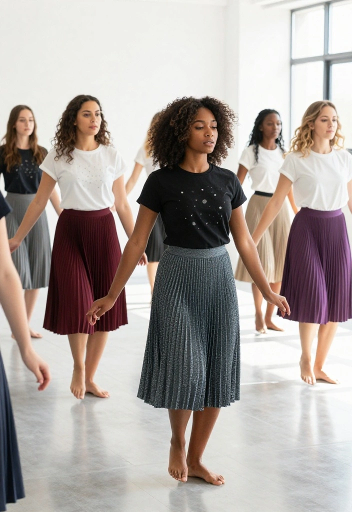 20 Modest Gym Outfit Ideas for Every Type of Workout: Weights, Cardio, and Yoga - 12. Graphic Tee with A-Line Skirt 1