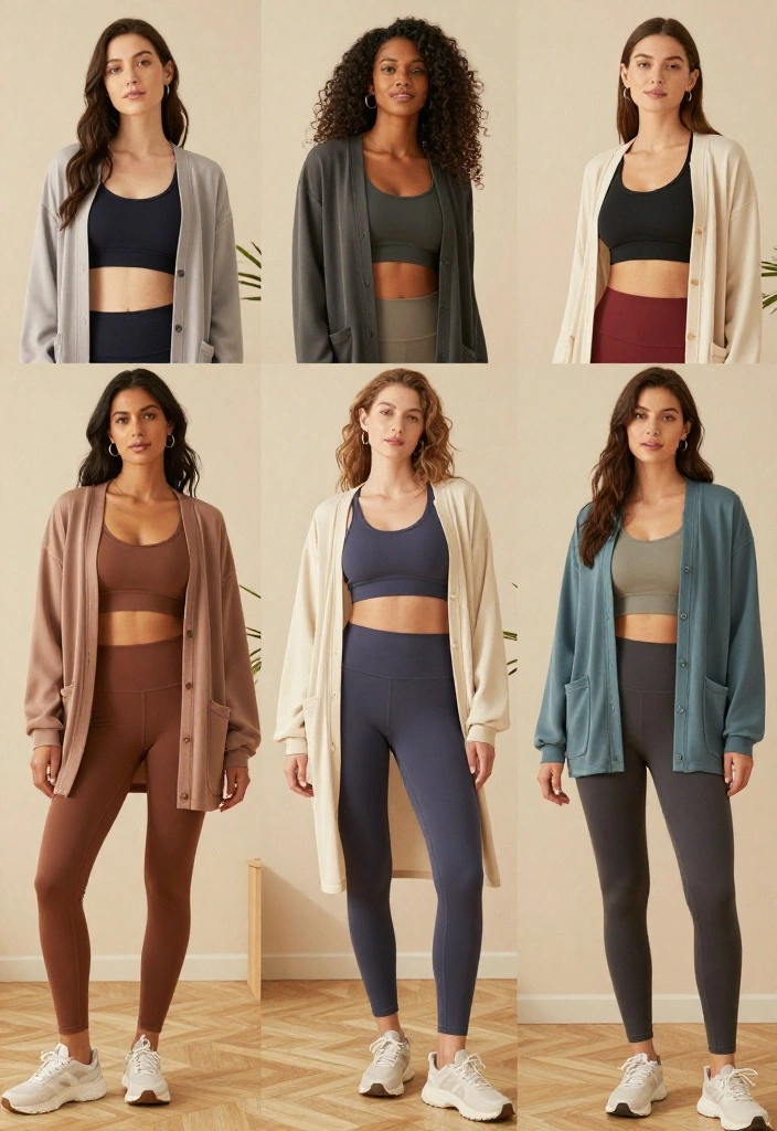 20 Modest Gym Outfit Ideas for Every Type of Workout: Weights, Cardio, and Yoga - 18. Casual Long Cardigan with Gym Clothes 1