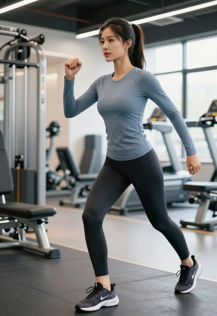 20 Modest Workout Outfit Combinations That Look Polished at Any Gym - 13. Cropped Long-Sleeve Tee and Athletic Pants 1