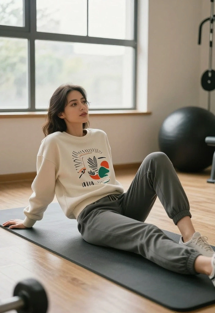 20 Modest Workout Outfits That Offer Full Coverage Without Limiting Movement - 7. Stylish Sweatshirts and Joggers 1