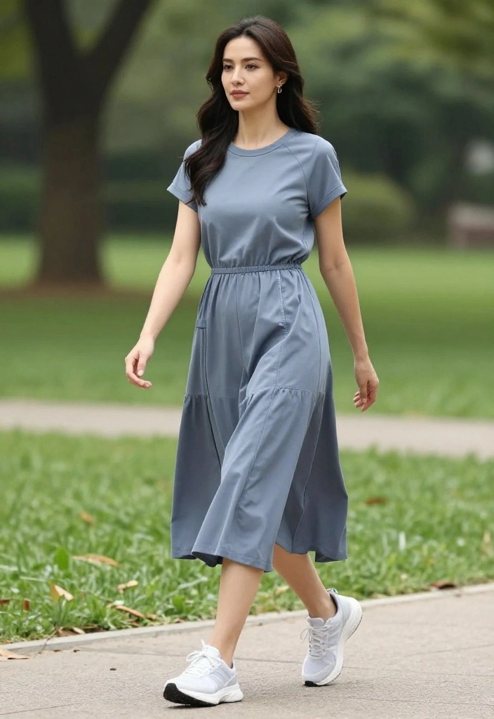 20 Modest Workout Outfits That Offer Full Coverage Without Limiting Movement - 9. Versatile Midi Dresses for Activewear 1