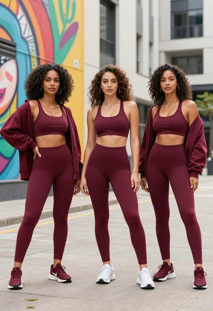 20 Monochrome Workout Outfit Aesthetic Looks That Feel Effortlessly Polished - 3. Bold Burgundy 1