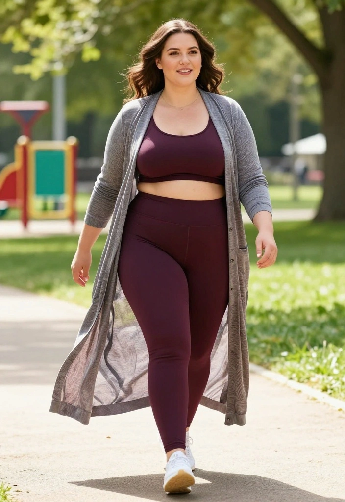 20 Plus Size Workout Outfits That Are Supportive, Stylish, and Actually Comfortable - 5. Layering with Long Cardigans 1
