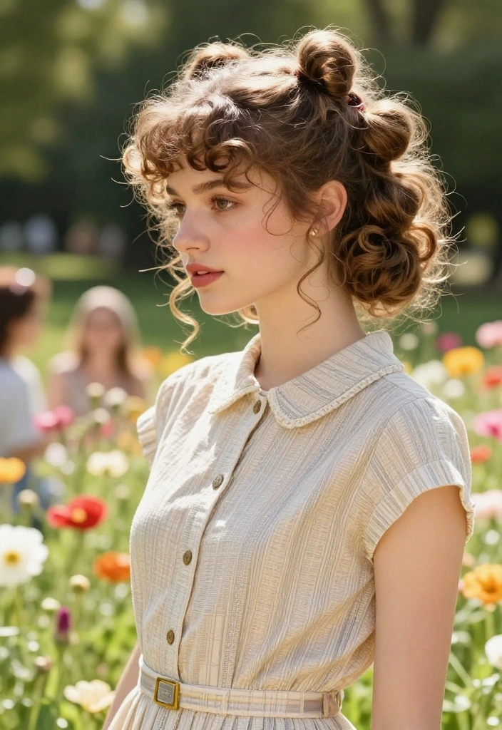 20 Quick Hot Weather Hairstyles Specially for Frizzy Hair Types - 12. Simple Pin-Up Buns 1