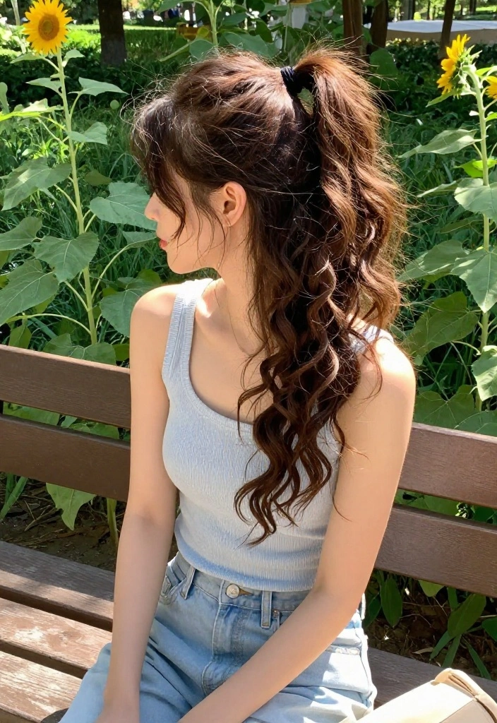20 Quick Hot Weather Hairstyles Specially for Frizzy Hair Types - 3. Low Ponytail with Twists 1