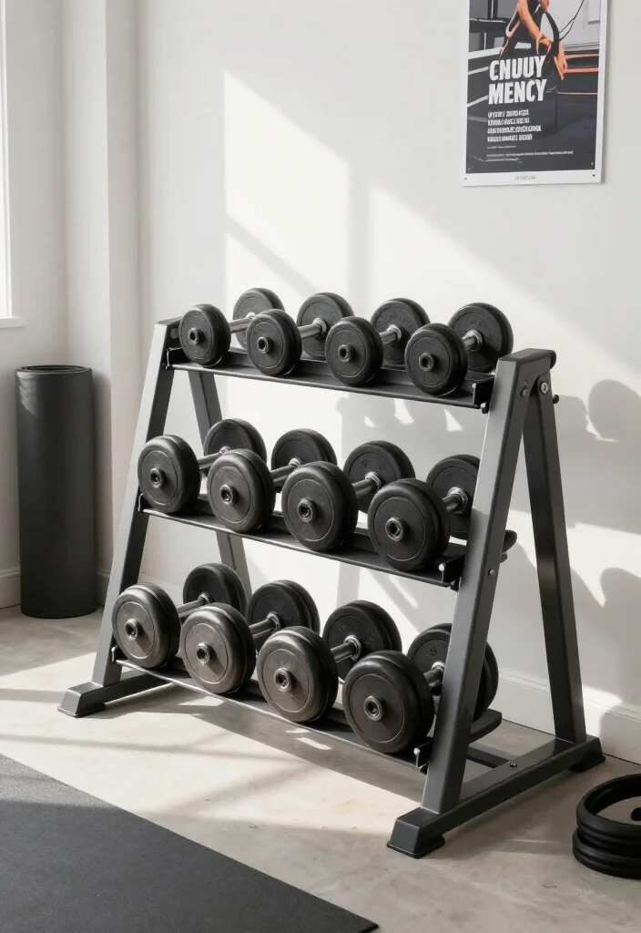 20 Small Garage Gym Ideas for Maximum Training Space in Minimum Square Footage - 17. Adjustable Weight System 1