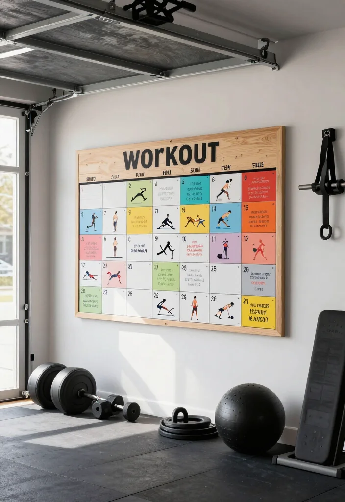 20 Small Garage Gym Ideas for Maximum Training Space in Minimum Square Footage - 20. Create a Workout Schedule Board 1