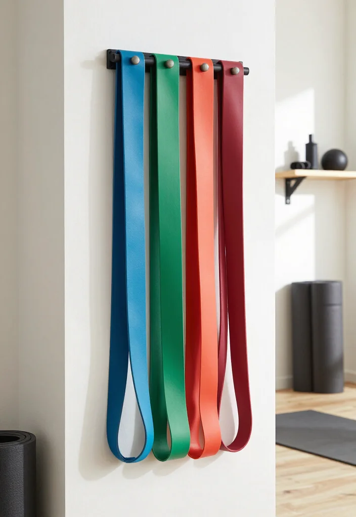 20 Small Garage Gym Ideas for Maximum Training Space in Minimum Square Footage - 4. Resistance Bands on Magnetic Strip 1