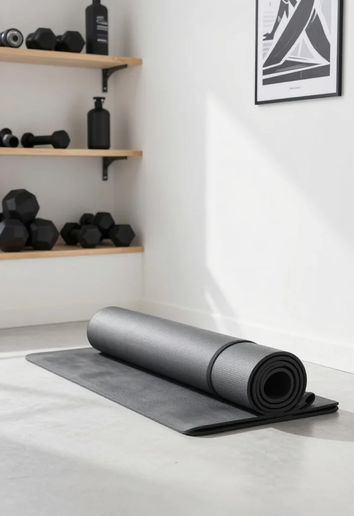 20 Small Garage Gym Ideas for Maximum Training Space in Minimum Square Footage - 6. Foldable Yoga Mat 1