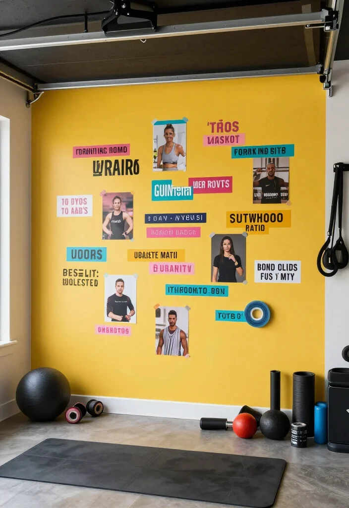 20 Small Garage Gym Ideas for Maximum Training Space in Minimum Square Footage - 9. Personalized Motivational Wall 1