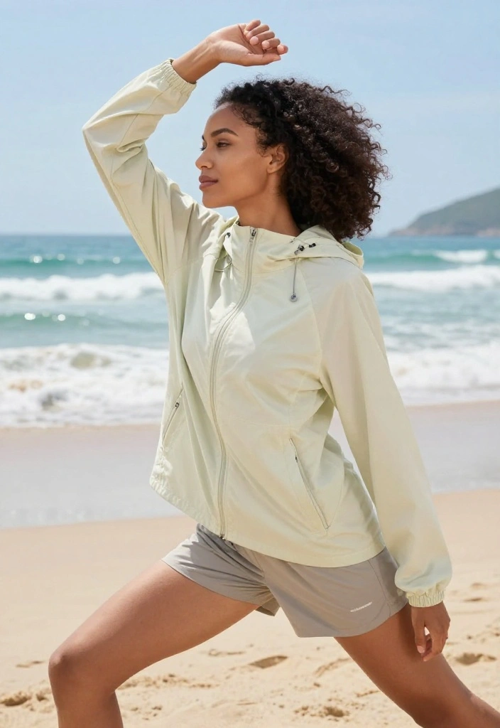 20 Summer Workout Outfits to Keep You Cool and Stylish in the Heat - 16. Light Windbreaker Jackets for Breezy Days 1