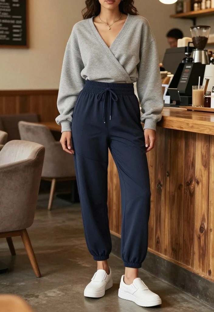 20 Ways to Style a Baggy Workout Outfit So It Looks Effortlessly Cool - 4. Sport a Wraparound Sweatshirt 1