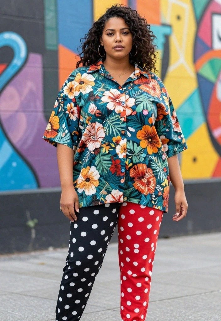 20 Ways to Style a Baggy Workout Outfit So It Looks Effortlessly Cool - 8. Mix and Match Patterns 1