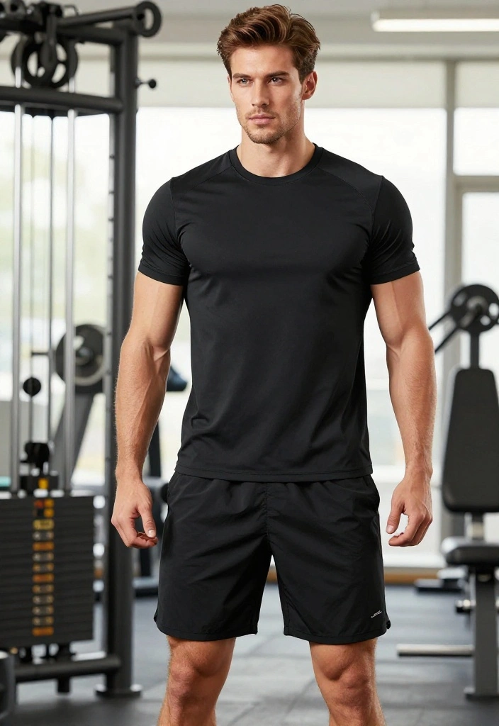 21 Affordable Gym Outfits for Men Under $60 That Hold Up Through Heavy Training - 1. Classic Black Gym Shorts and T-shirt Combo 1