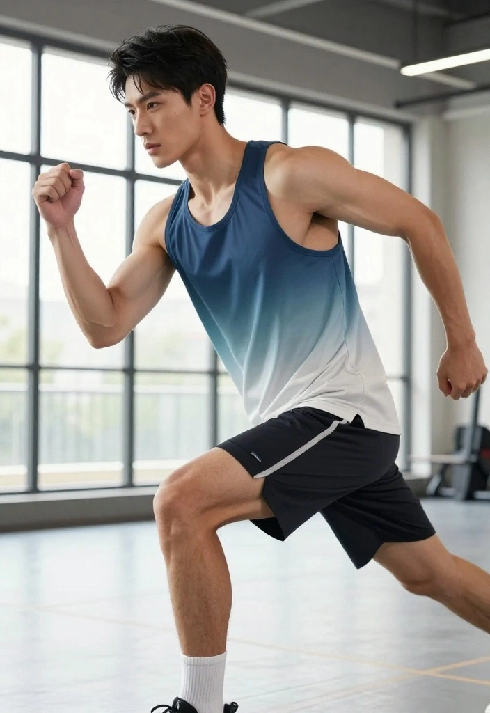 21 Affordable Gym Outfits for Men Under $60 That Hold Up Through Heavy Training - 19. Cool Ombre Tank Top with Gym Shorts 1