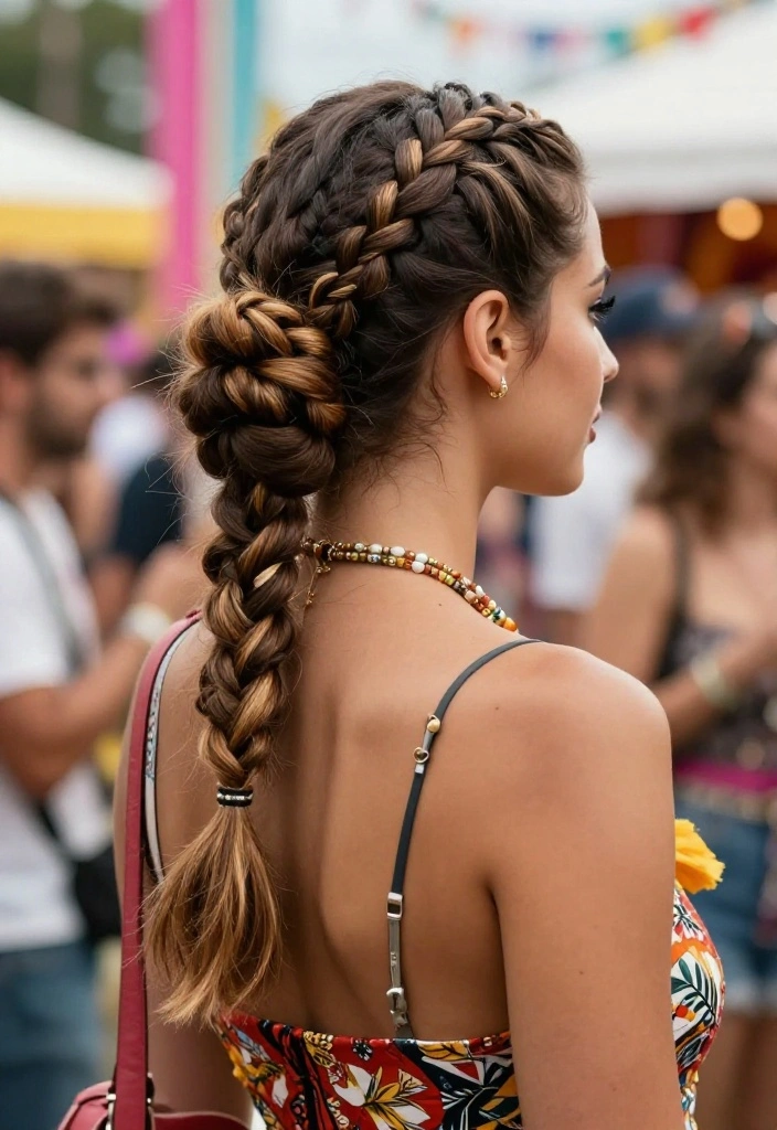 21 Boho Braided Summer Updo Hairstyles for Festival Season - 10. Dutch Braid Updo 1