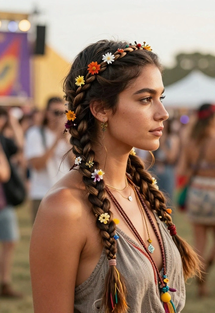 21 Boho Braided Summer Updo Hairstyles for Festival Season - 11. Boho Braided Headband 1