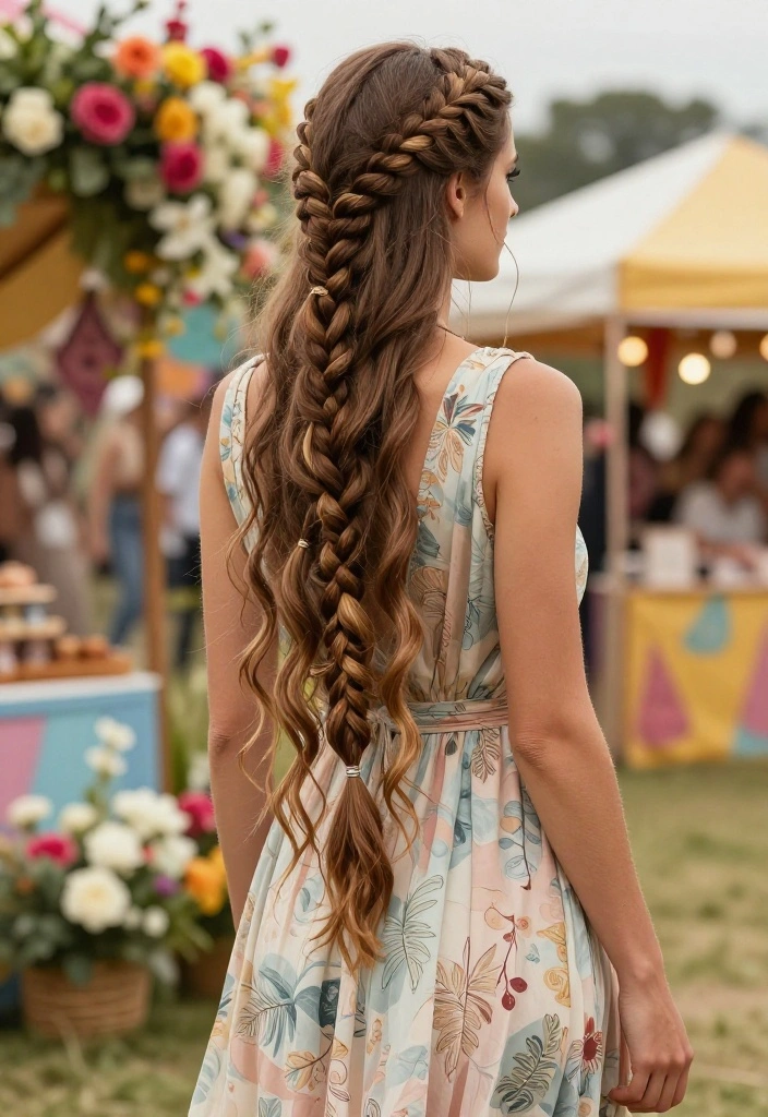 21 Boho Braided Summer Updo Hairstyles for Festival Season - 12. Braided Waterfall Style 1