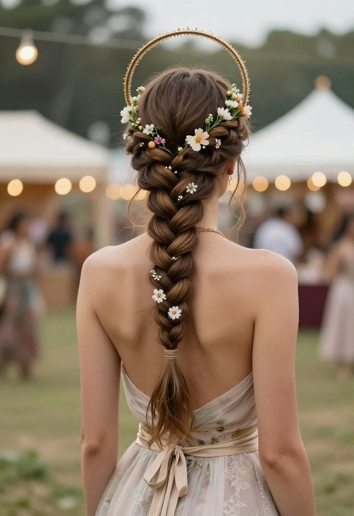 21 Boho Braided Summer Updo Hairstyles for Festival Season - 14. Halo Braid Updo 1