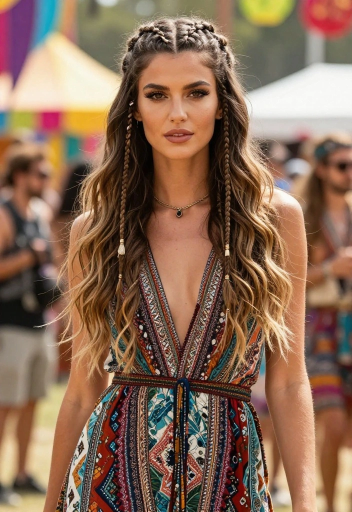 21 Boho Braided Summer Updo Hairstyles for Festival Season - 3. Braided Half-Up Do 1