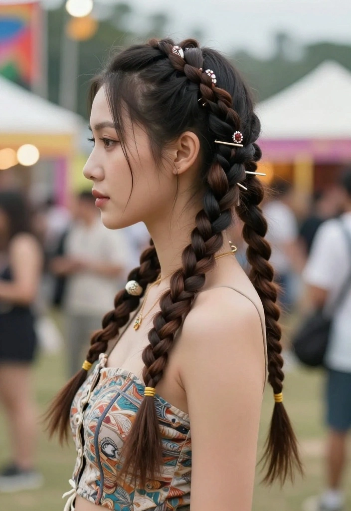21 Boho Braided Summer Updo Hairstyles for Festival Season - 6. Twisted Braids Updo 1