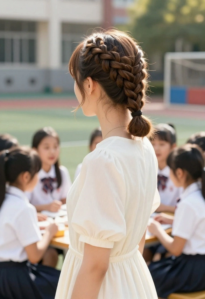 21 Braided Back to School Hairstyles for a Totally Unique Look - 16. Braid and Bun Combo 1