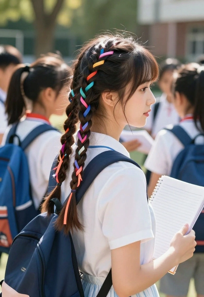 21 Braided Back to School Hairstyles for a Totally Unique Look - 7. Ribbon Braid 1