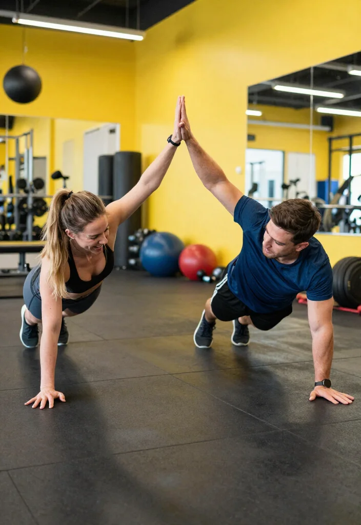 21 Couple Gym Routines You Can Do Side by Side for a Full Body Workout Together - 19. Partner Burpees 1