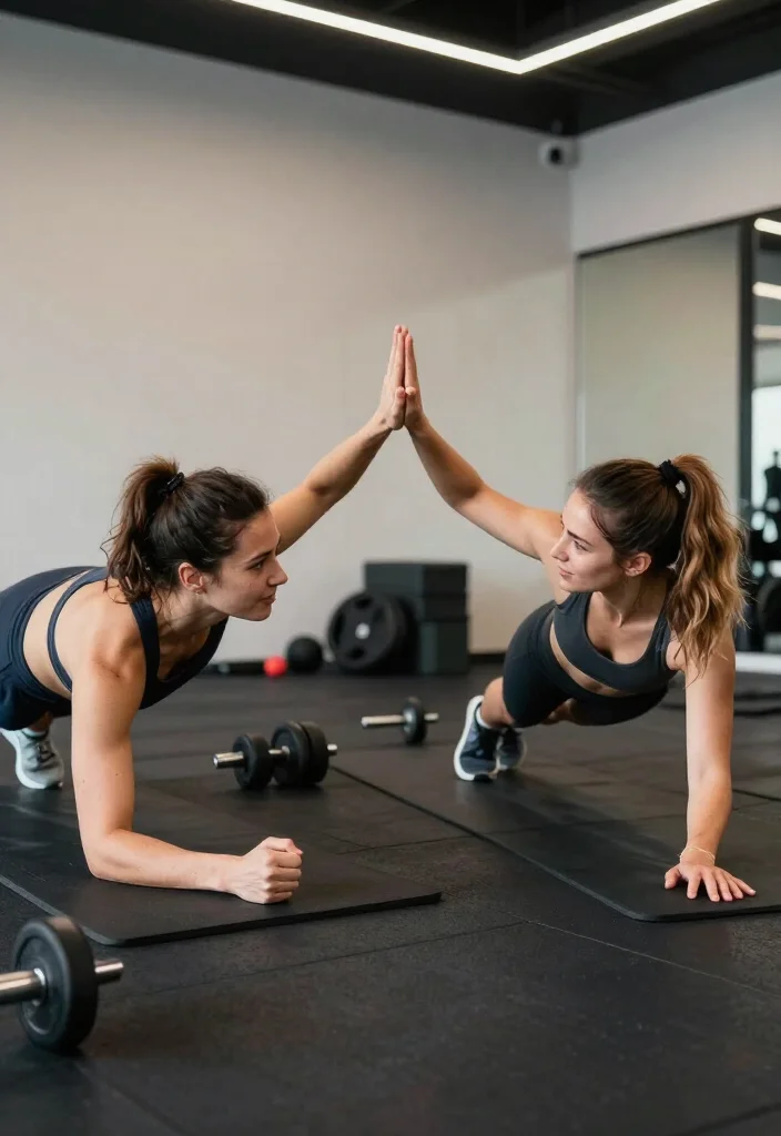 21 Couple Gym Routines You Can Do Side by Side for a Full Body Workout Together - 3. Plank High-Fives 1